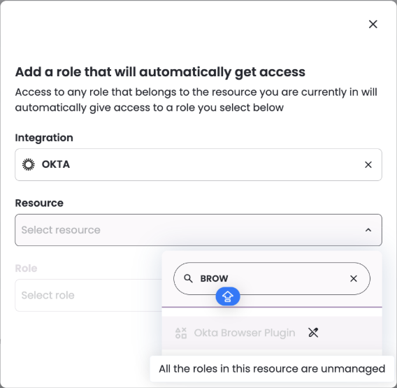 While adding a role, "All the roles in this resource are unmanaged"