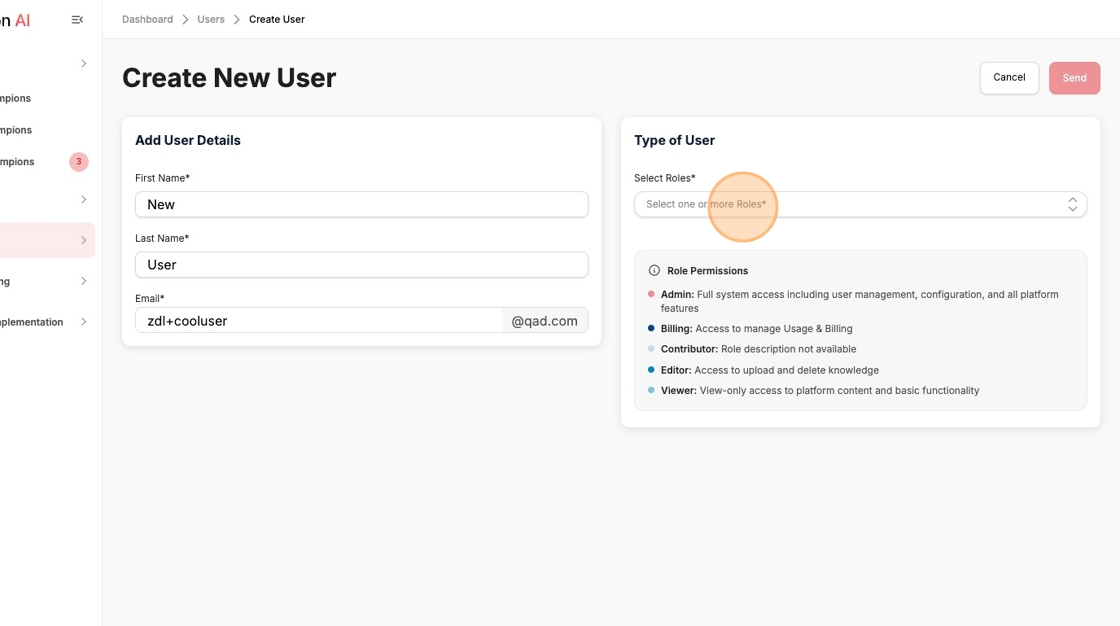 Select Roles Dropdown