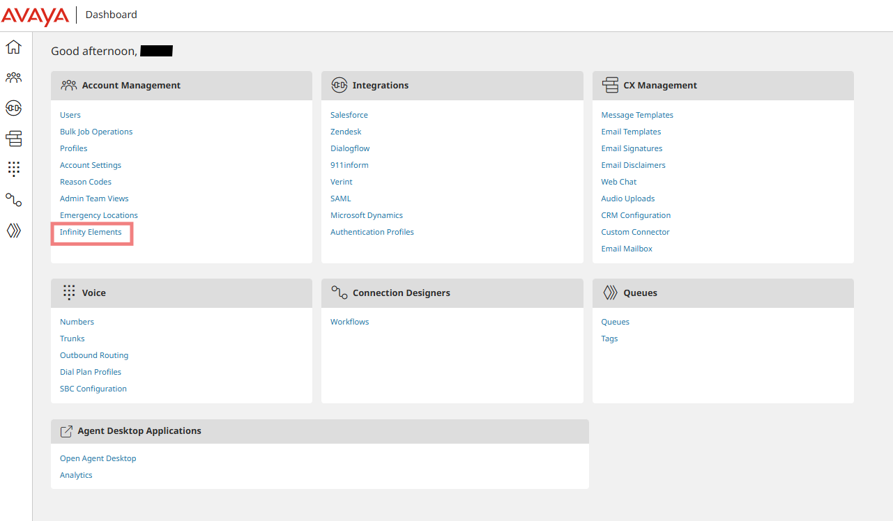 Avaya Infinity Admin
