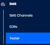 Screenshot of the **SMS** > **Tester** tab