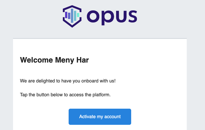 Email Invitation from Opus Security