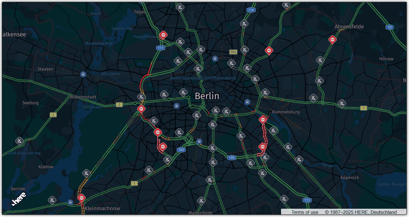 A base map layer combined with a compatible traffic layer
