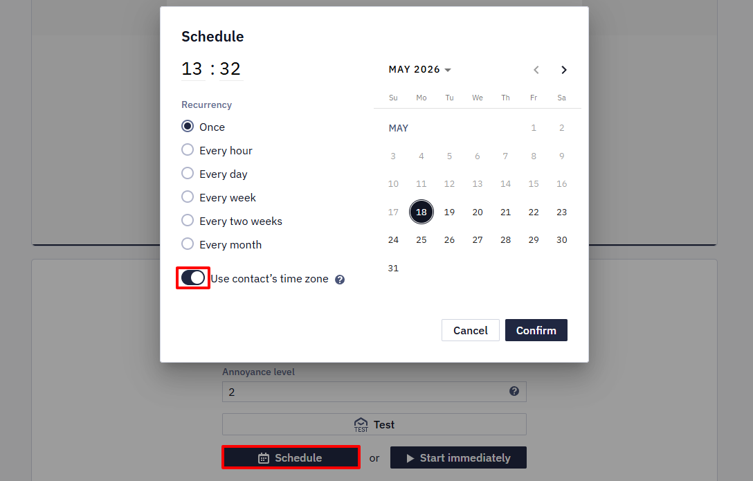 Time Zone Screen