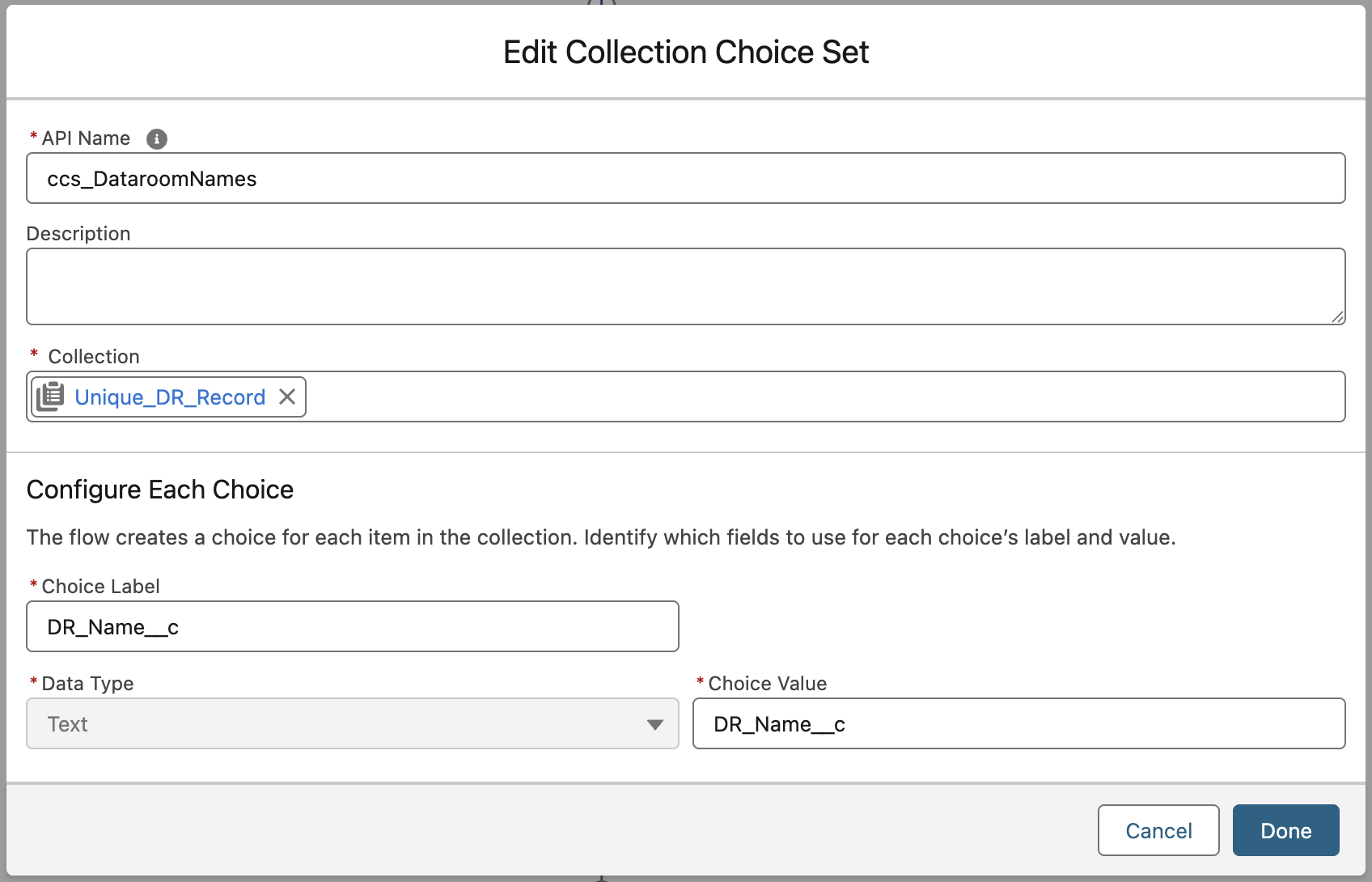Collection Choice Set: ccs_DataroomNames