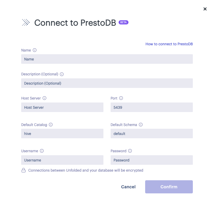PrestoDB Connector Form