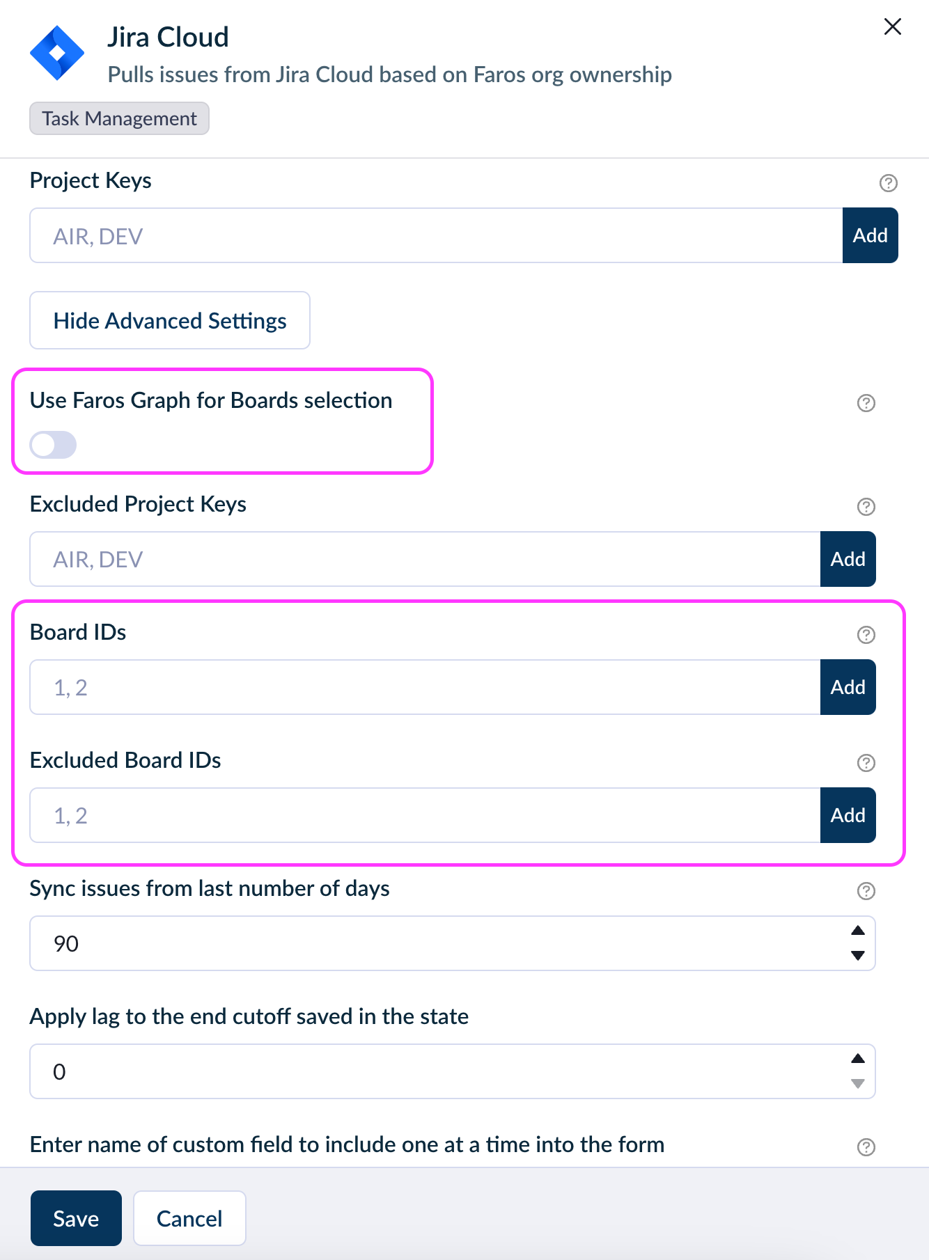 Configure Boards Selection on the Jira Source