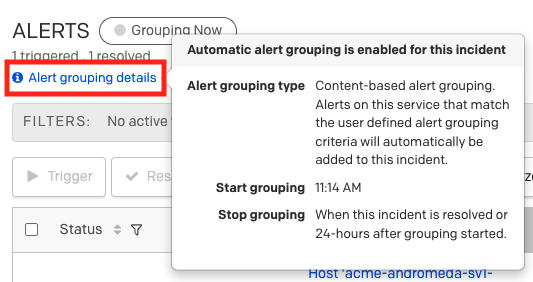 Alert grouping details