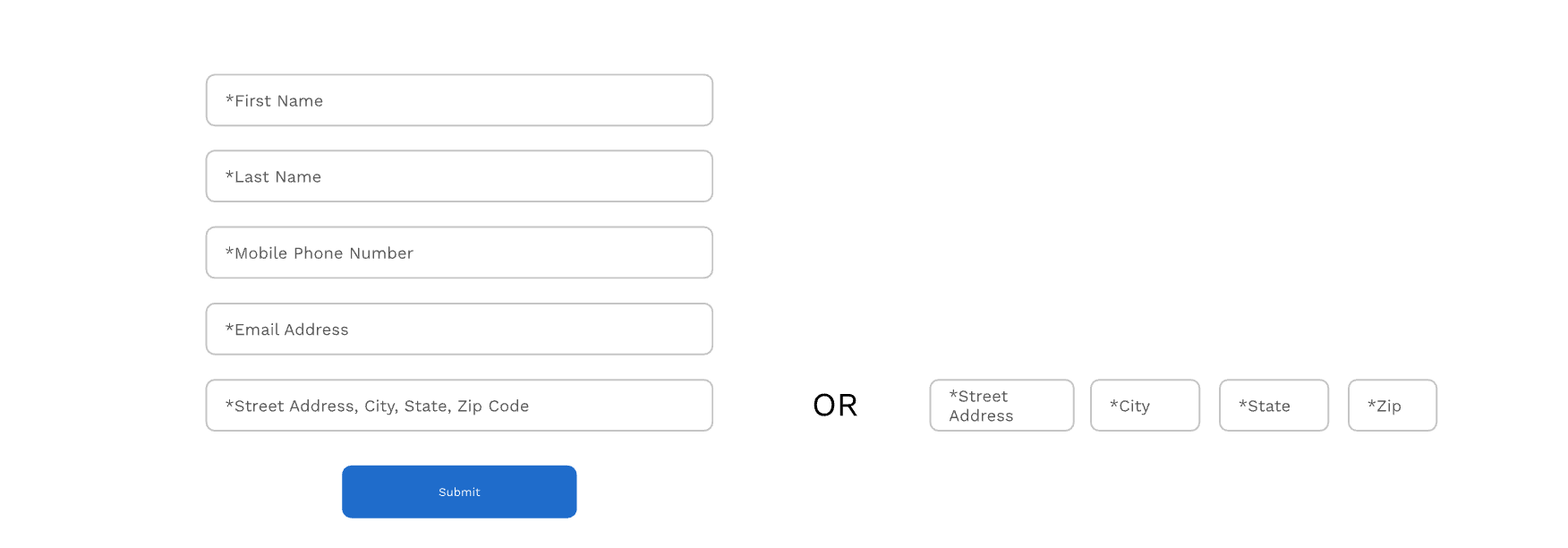 You must have all of these fields within your form for the HOVER Connect Request to work correctly