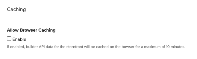 Allow Browser Caching setting for embedded checkout.