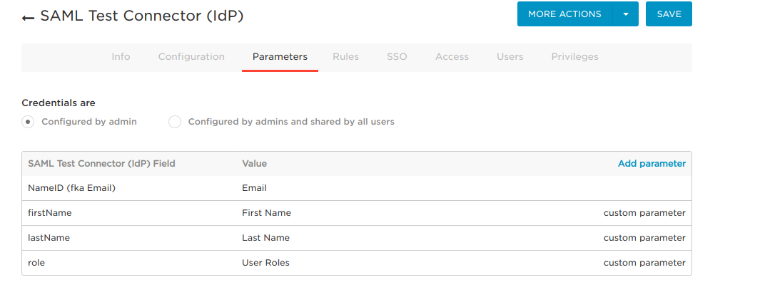 Correct configuration for user parameters