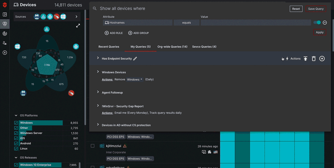 Selecting the "Actions" link followed by the "Track query results" checkbox