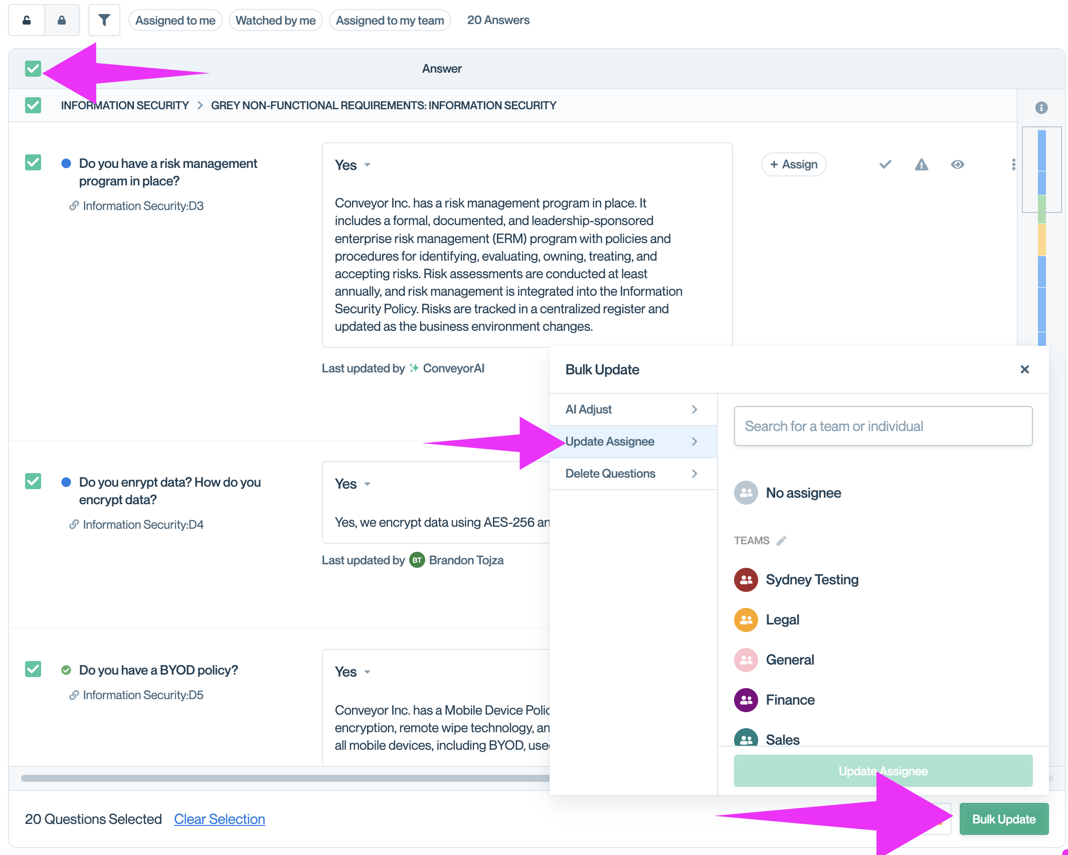Bulk-updating the Assignee.