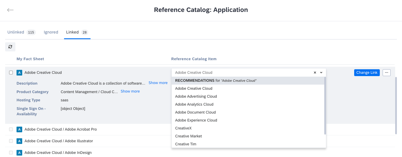 Changing the Link to a Different Entry