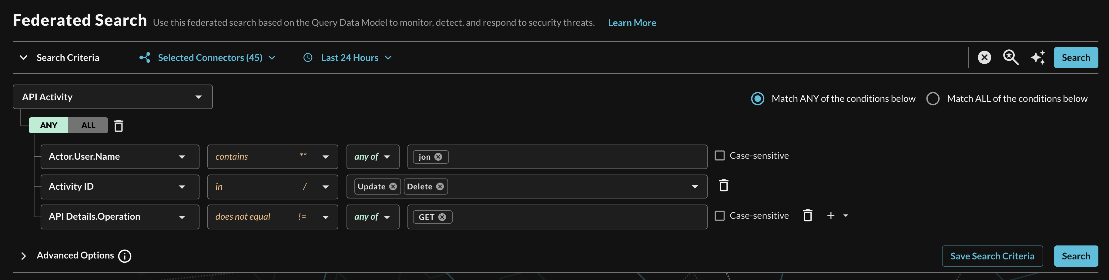 FIG. 11 - Selecting multiple conditional filters