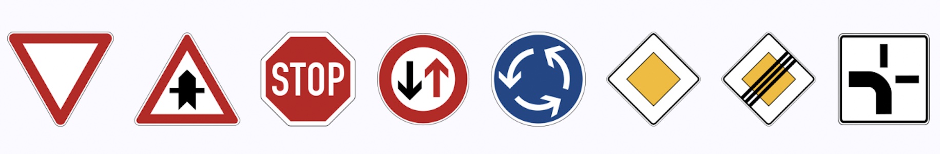 Some examples of priority road signs (not included in the HERE SDK).
