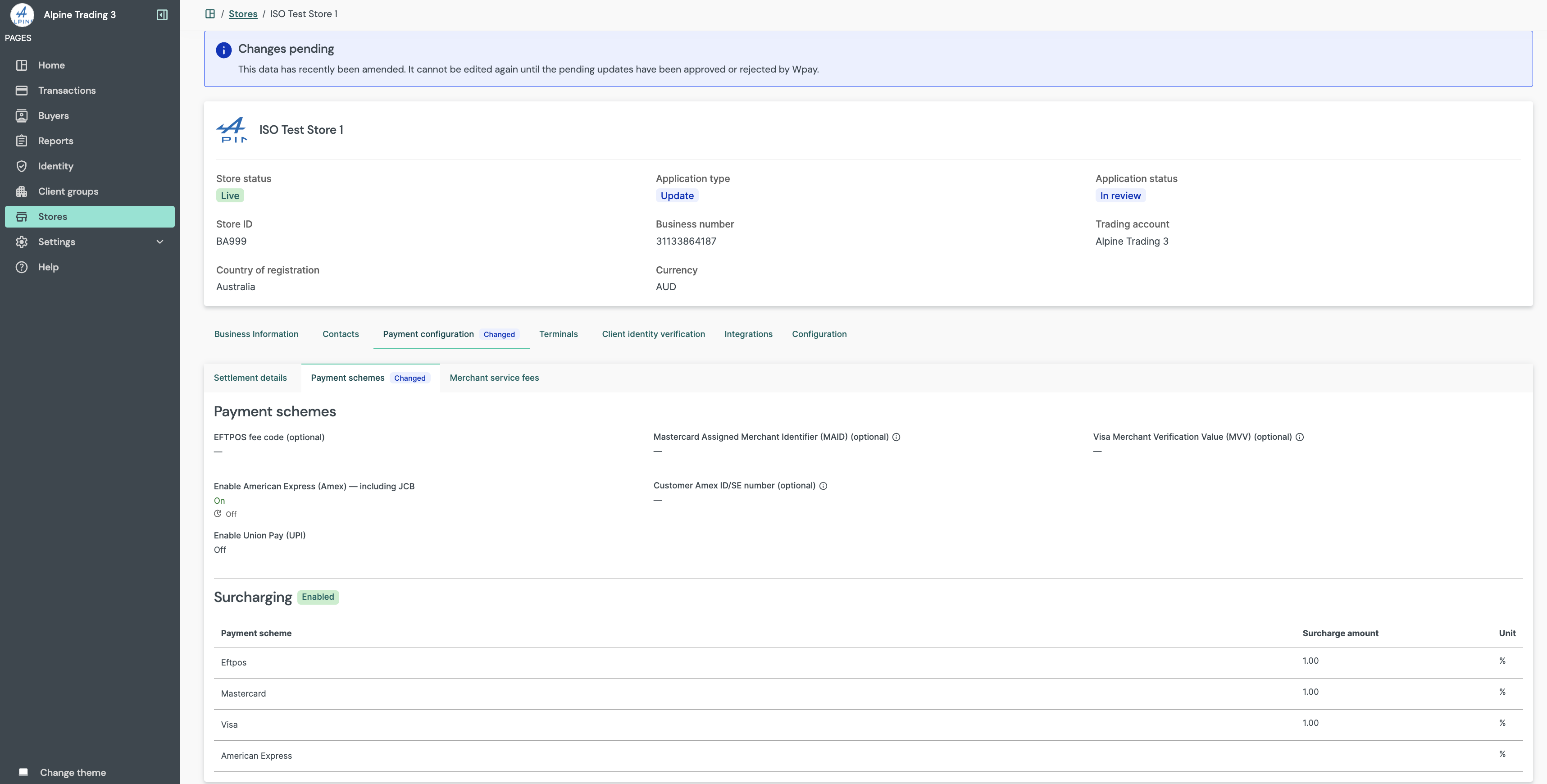 Store overview: An update application with changes pending