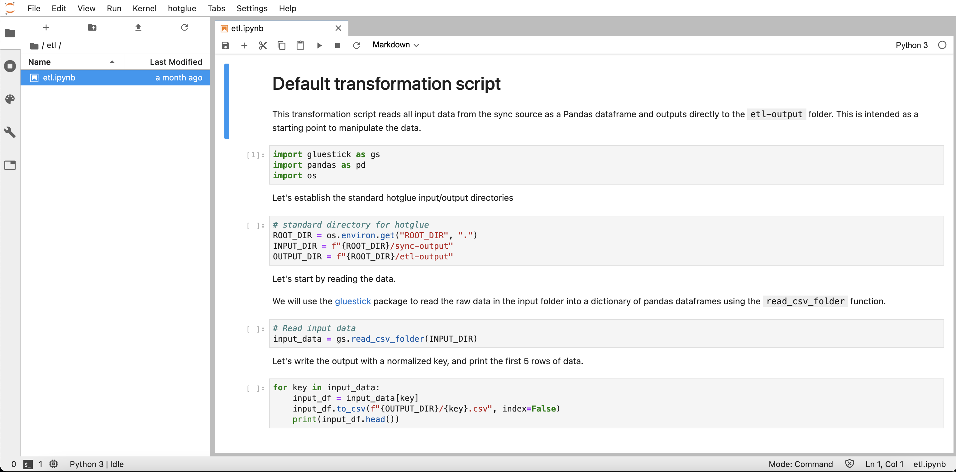 Default transformation script