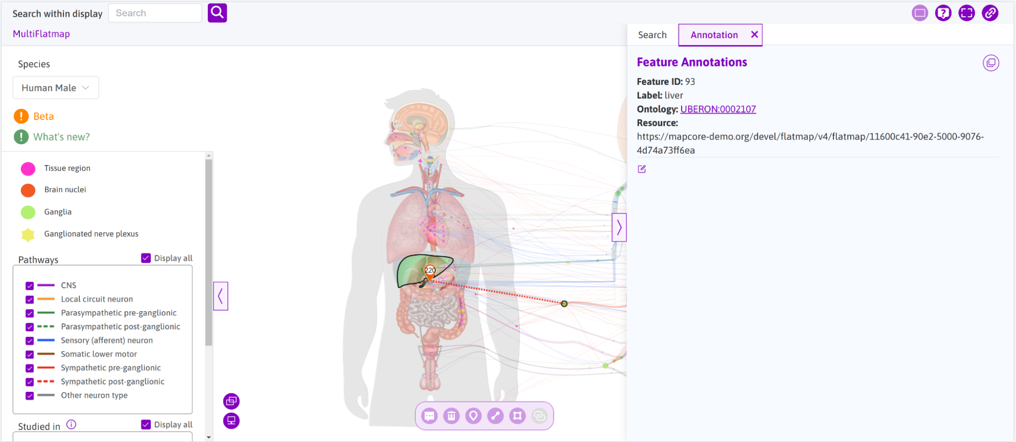 **Figure 3:** Clicking on any map feature opens the annotation sidebar.