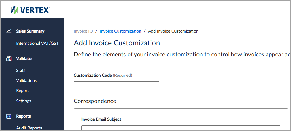 The Add Invoice Customization feature.