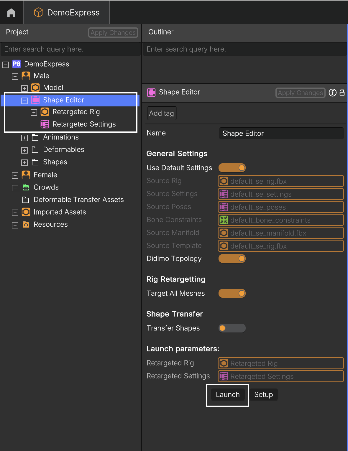 Launching the Shape Editor.