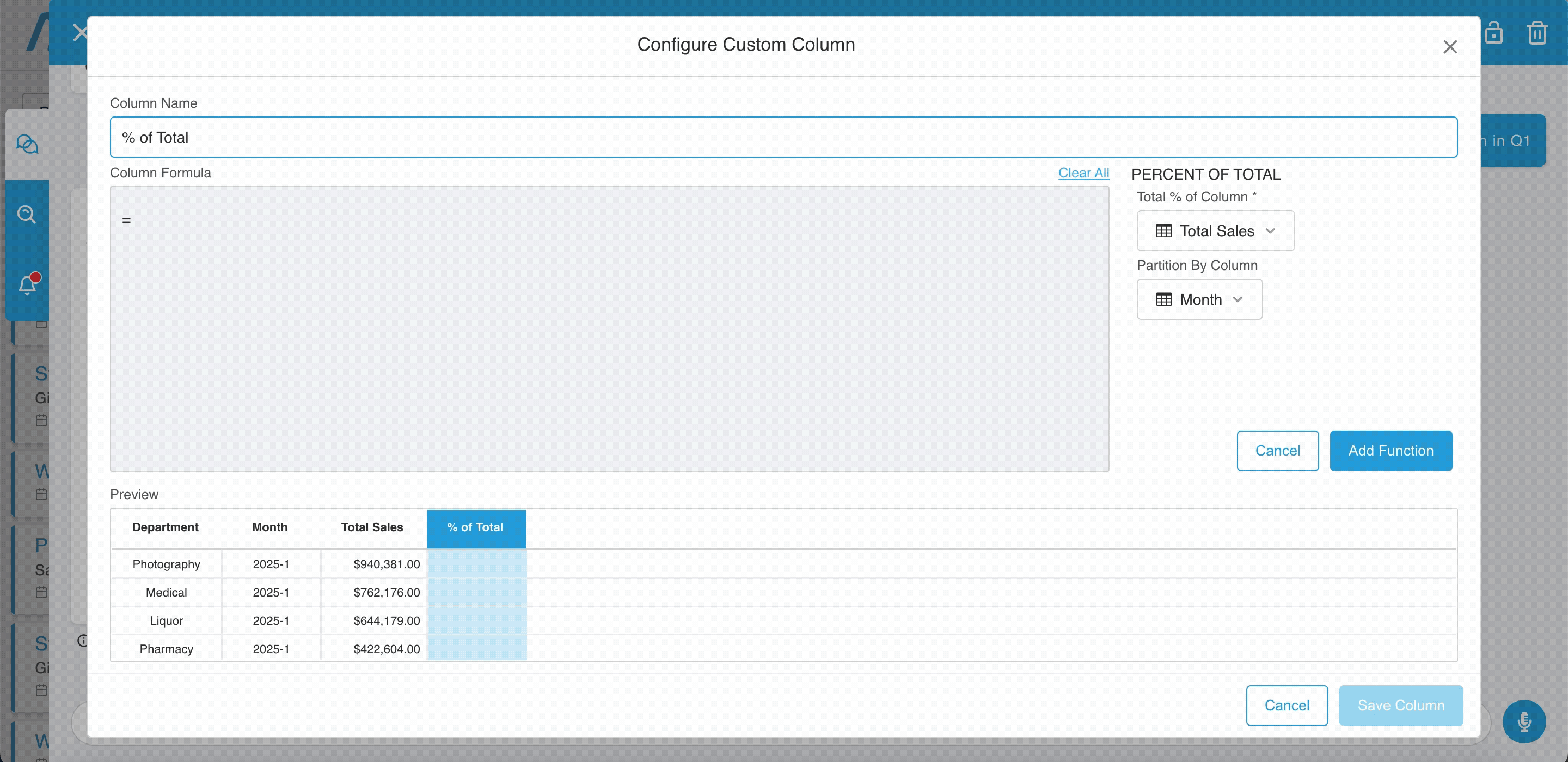 Window Function Configuration
