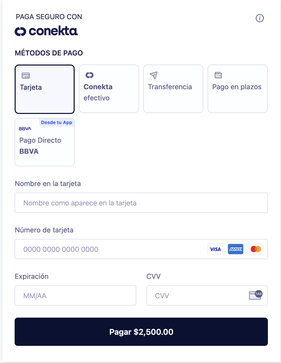 Imagen de todos los métodos de pago