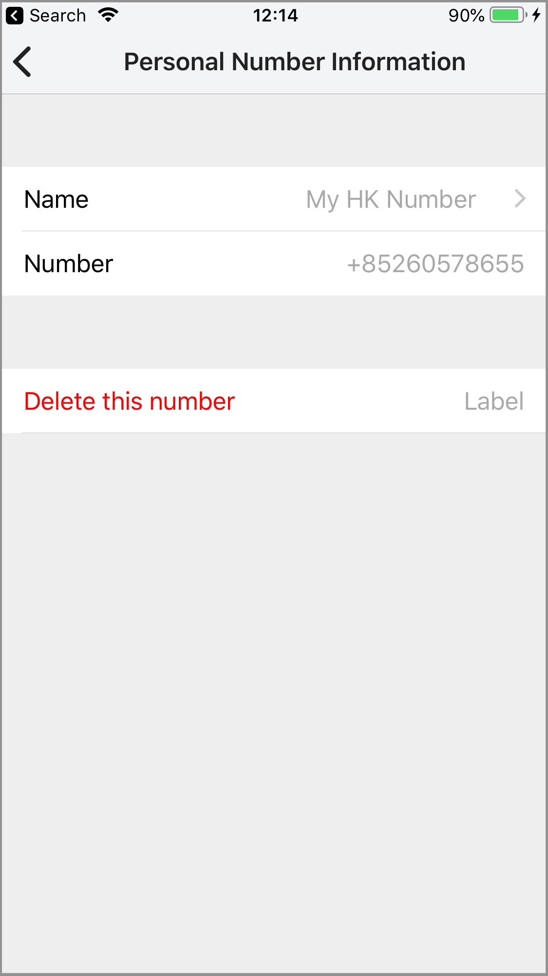 Delete Personal Numbers