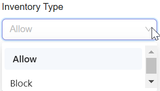 **Select Allow option for Inventory Type**