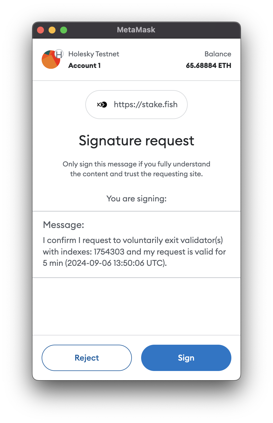 MetaMask Sign Popup