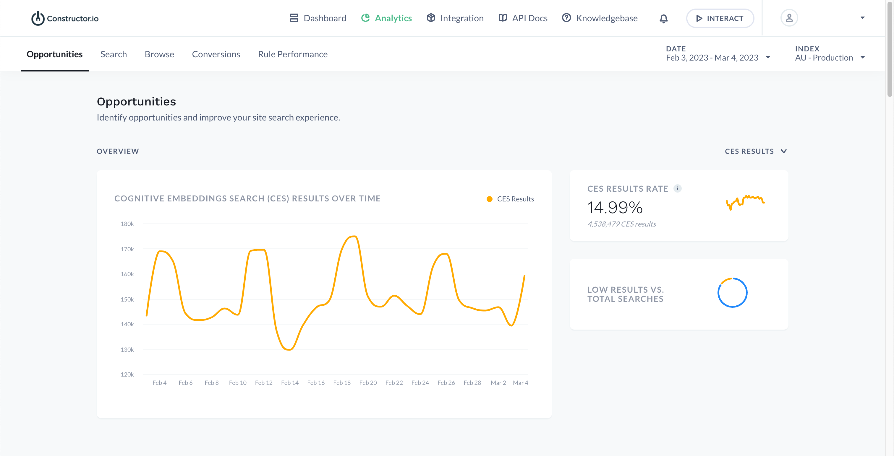 Example of opportunities interface on Constructor dashboard