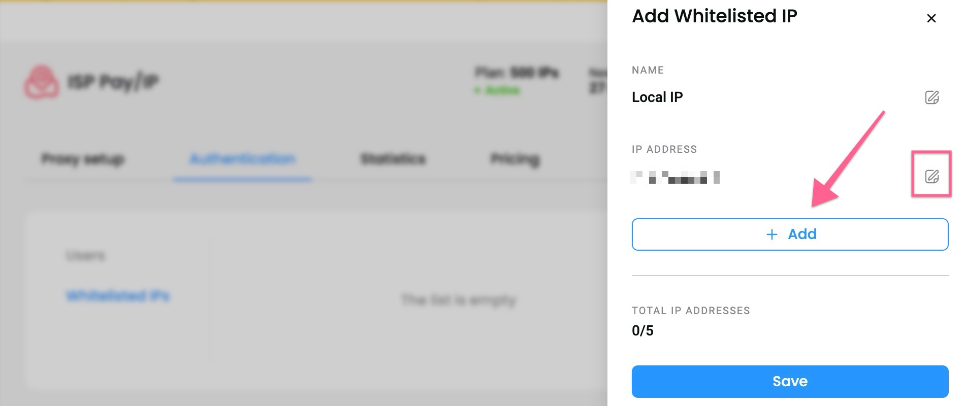 Whitelisting an IP address.