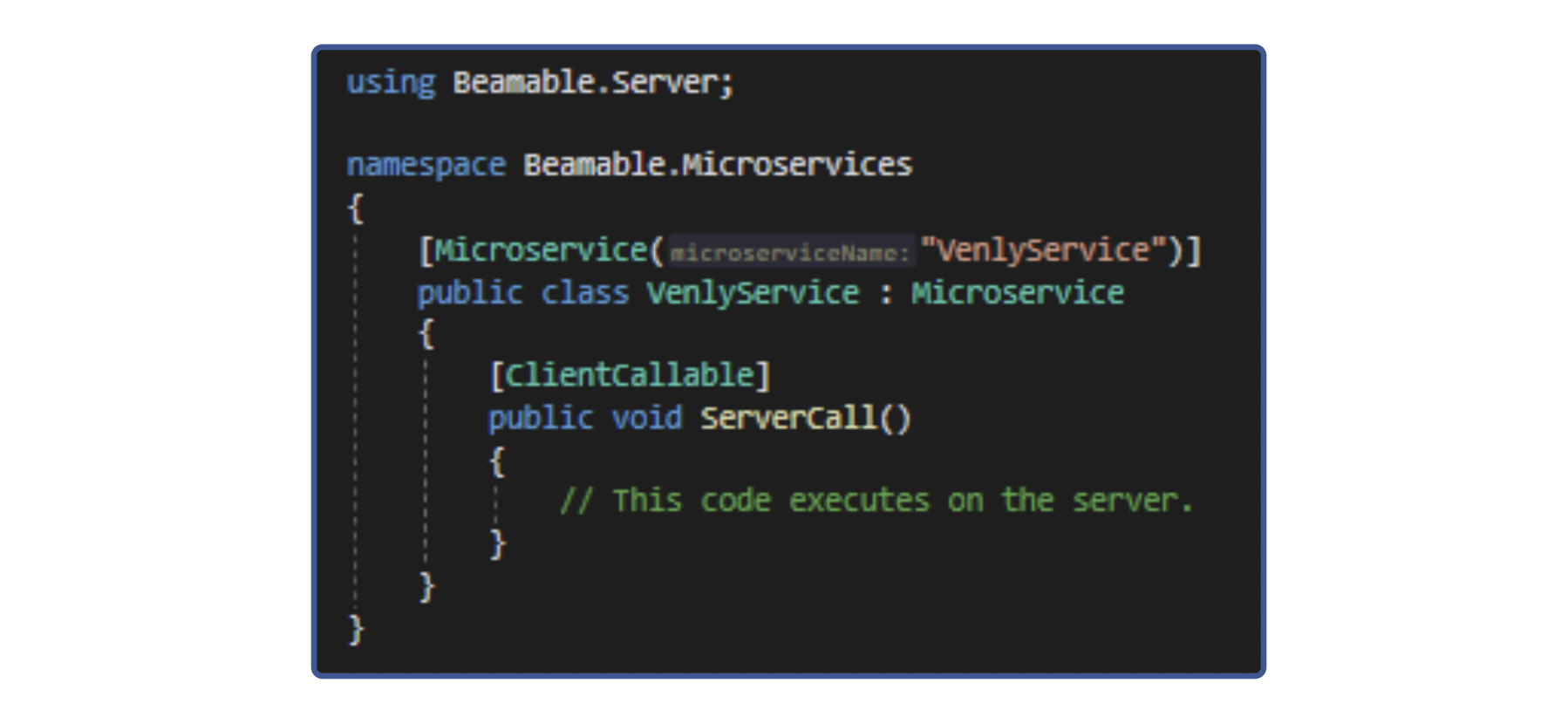 Default generated code of the Microservice class