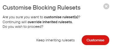 The Customise button in the Customise Rulesets screen