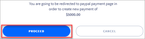 Screenshot of agreeing to proceed with payment