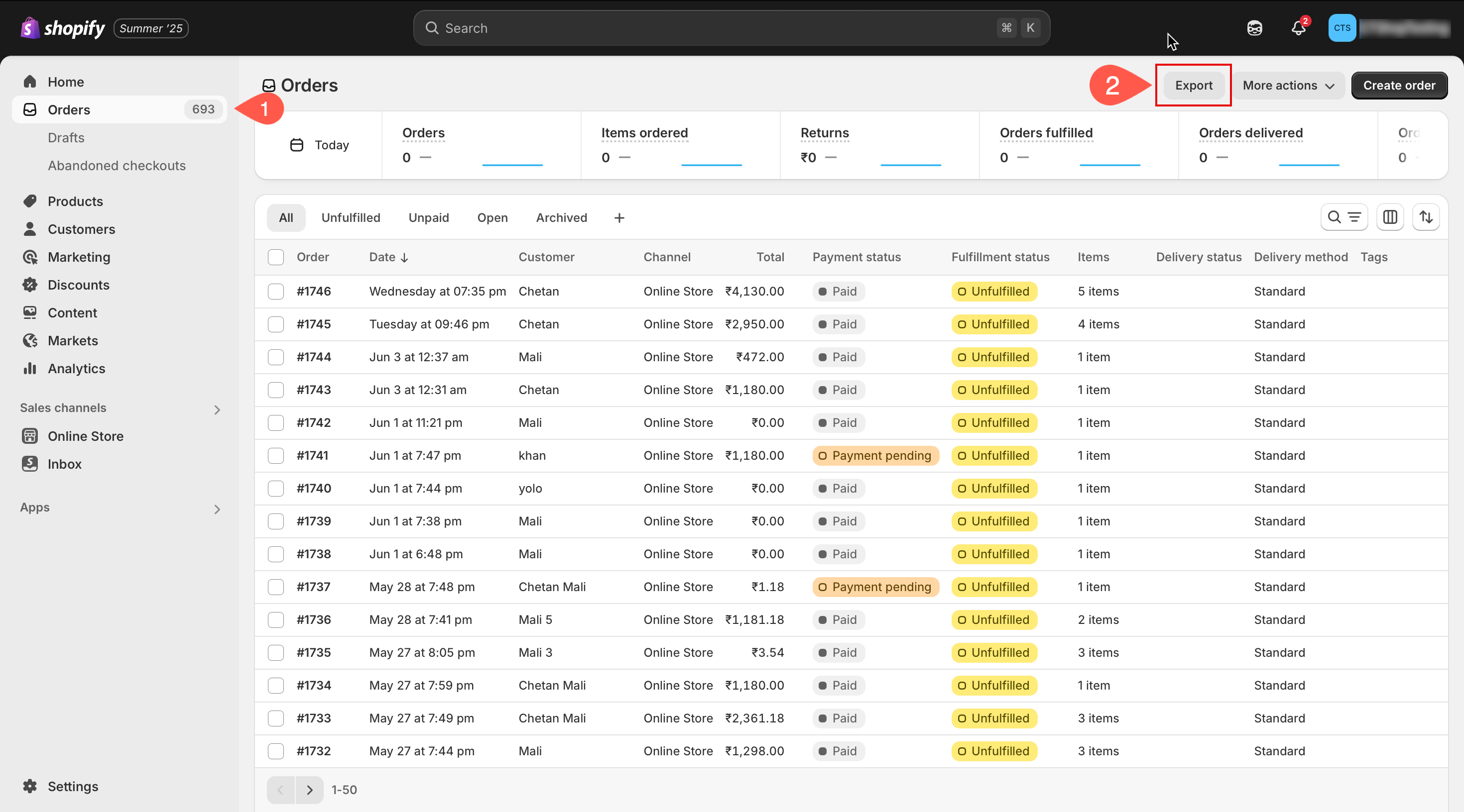 Shopify Dashboard
