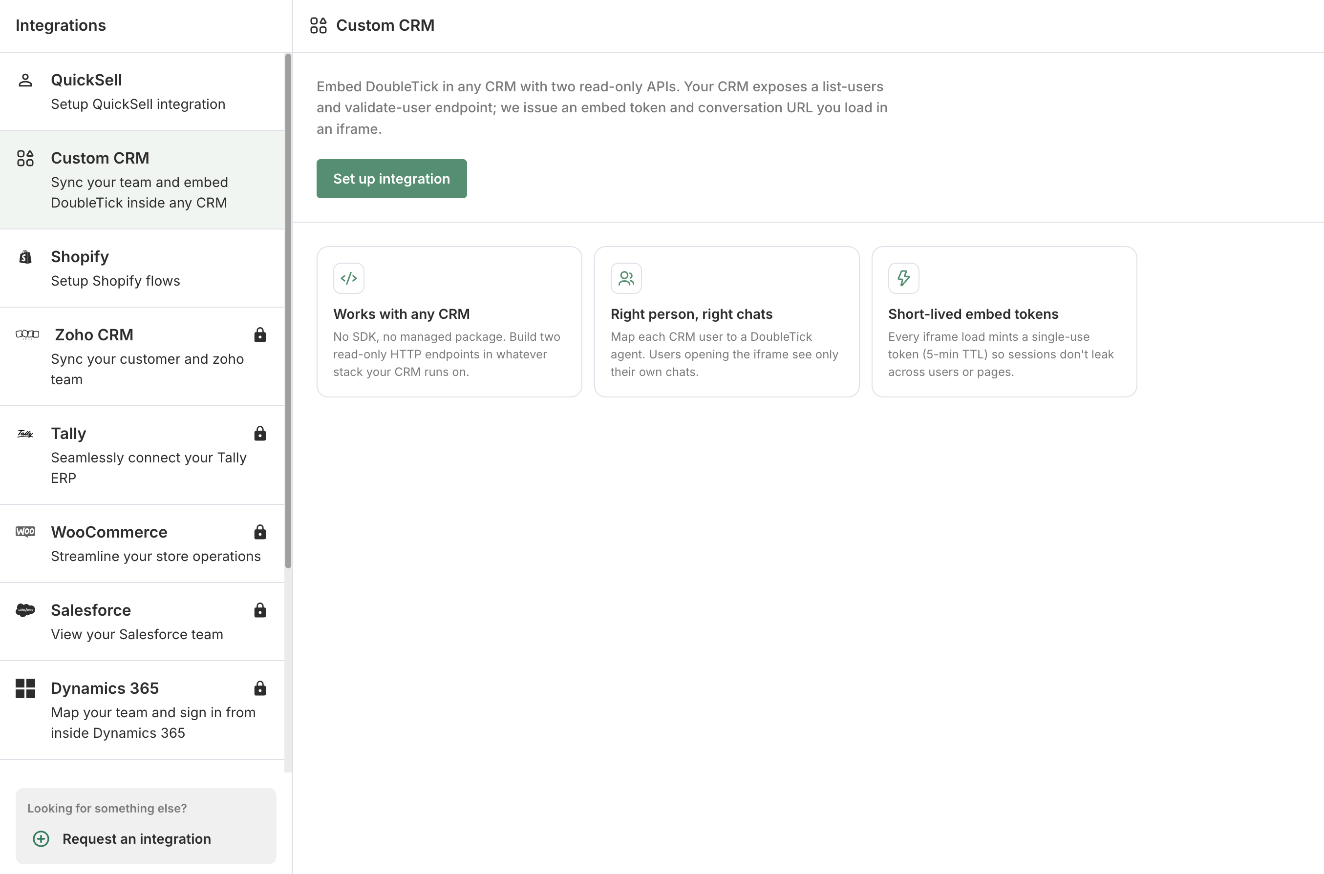 DoubleTick Integration - Custom CRM