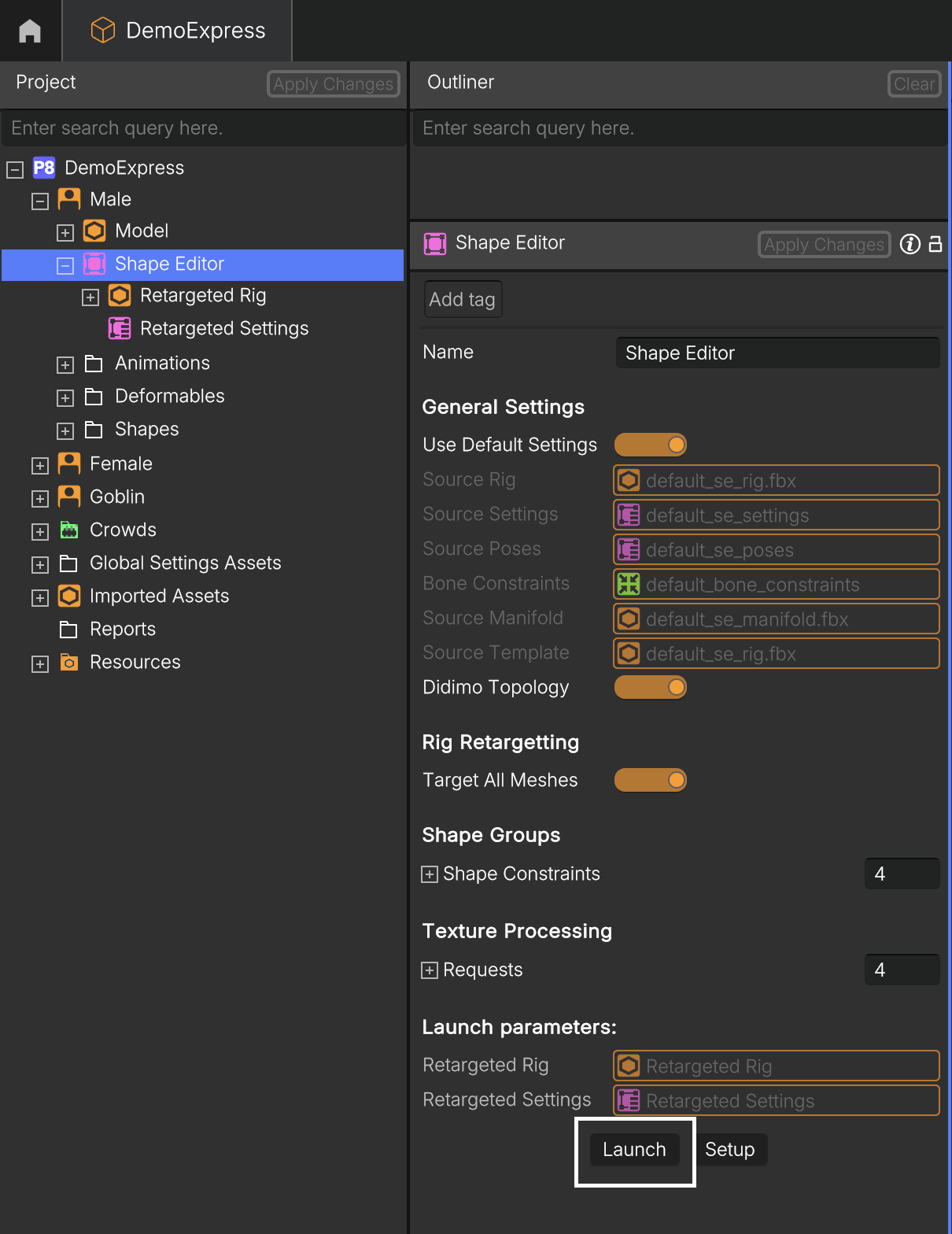 Launching the Shape Editor.