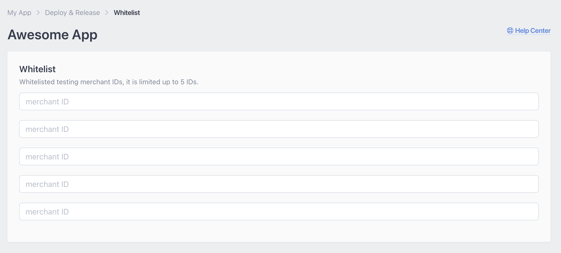 The whitelist of your testing merchant