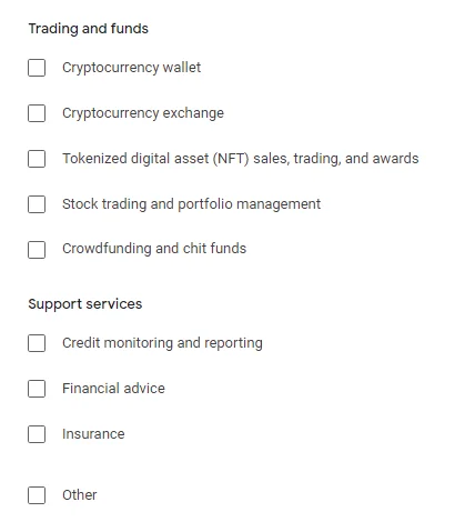 types of financial features