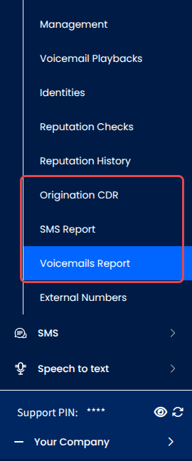 The three DID reports in the DIDs menu