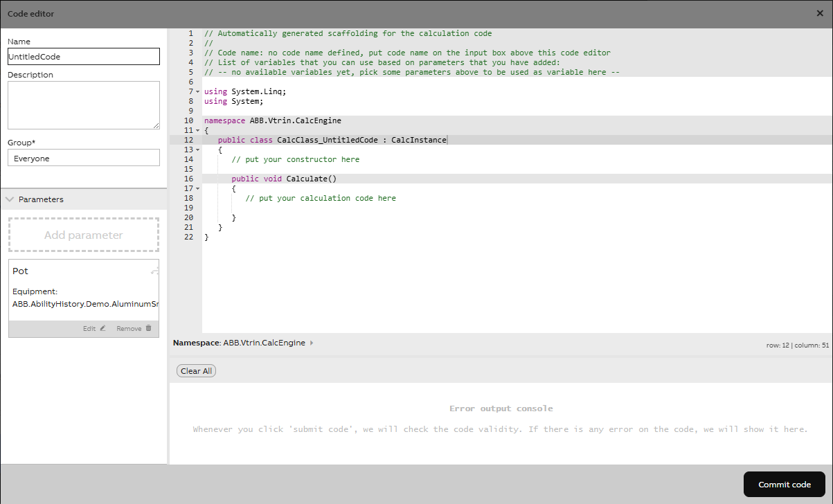 Code editor window