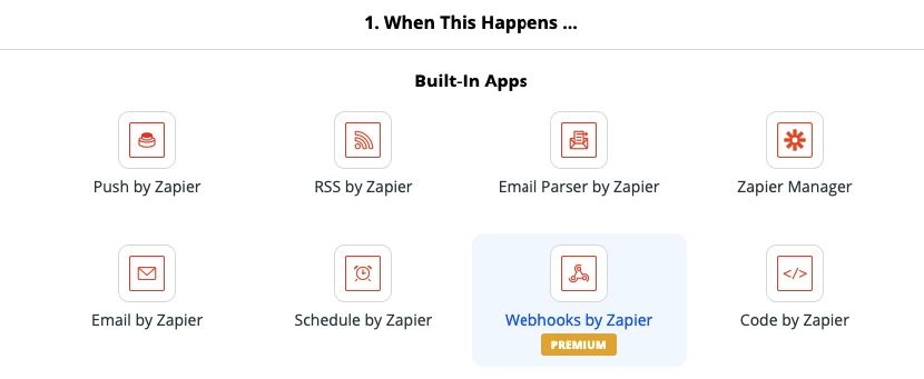 Select Webhooks by Zapier