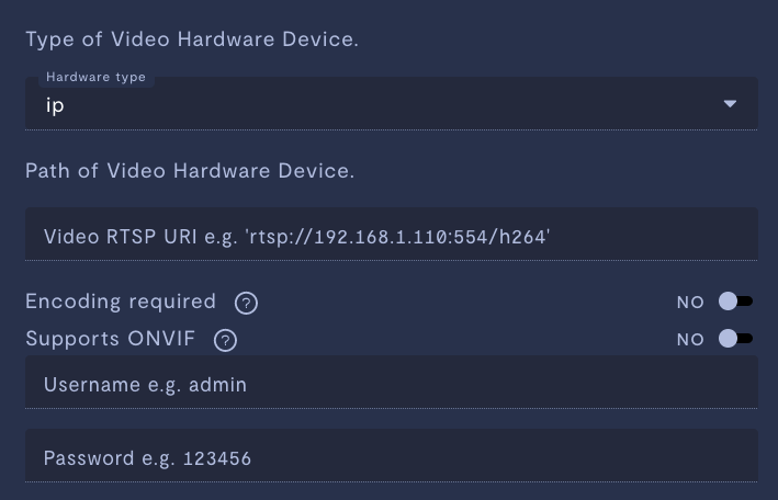 IP camera configuration