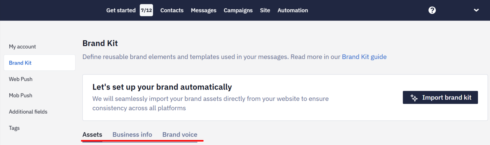 Settings groups