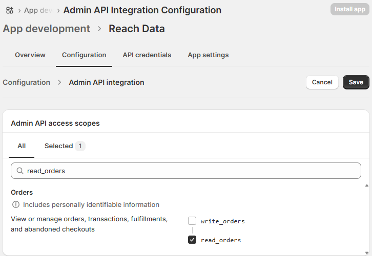 Configure Admin API access scopes