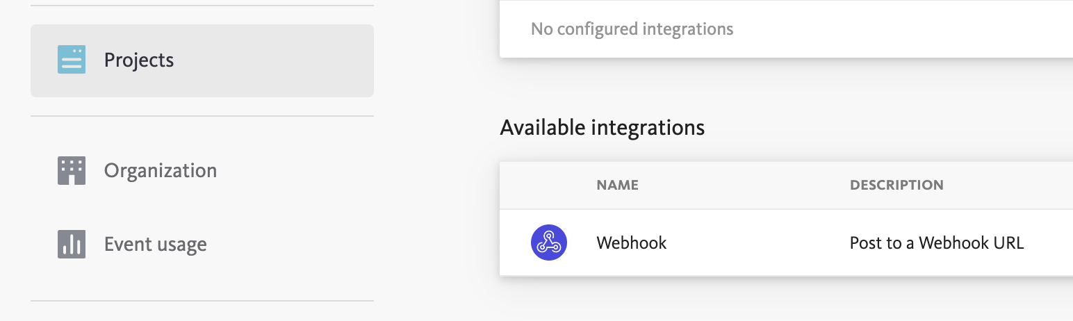 BugSnag data forwarding page