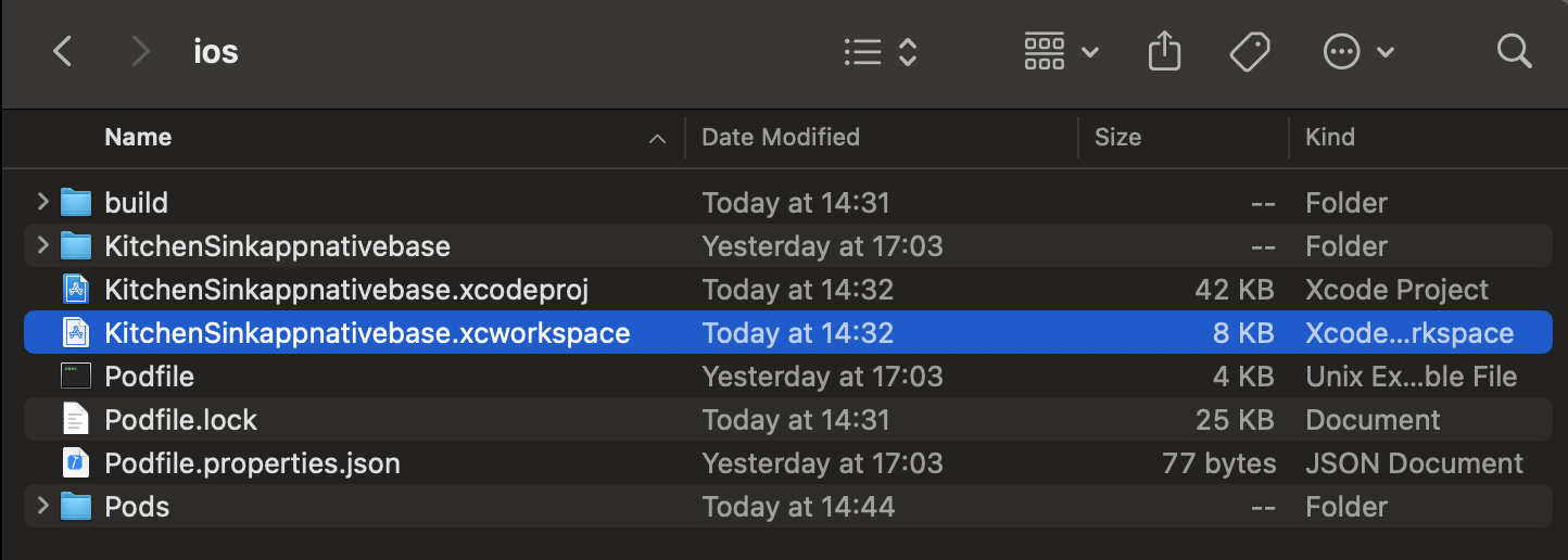 Workspace file for Xcode