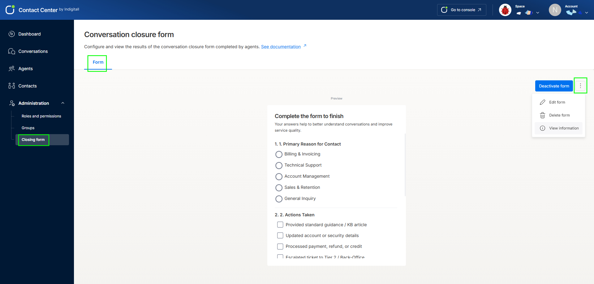 closure form