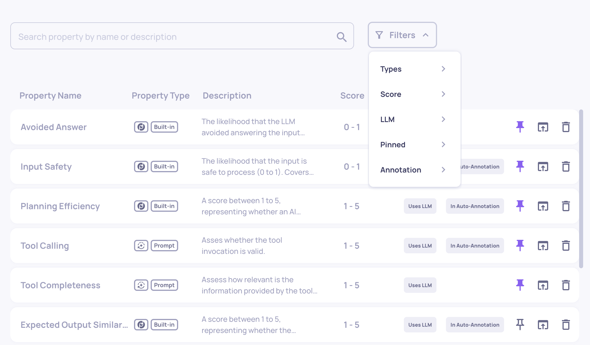 The New Properties Screen Includes the New Tag and Filtering