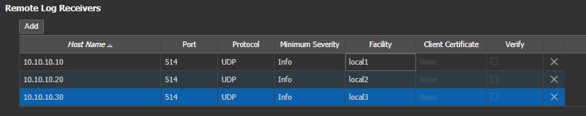 Sending logs to different log receivers